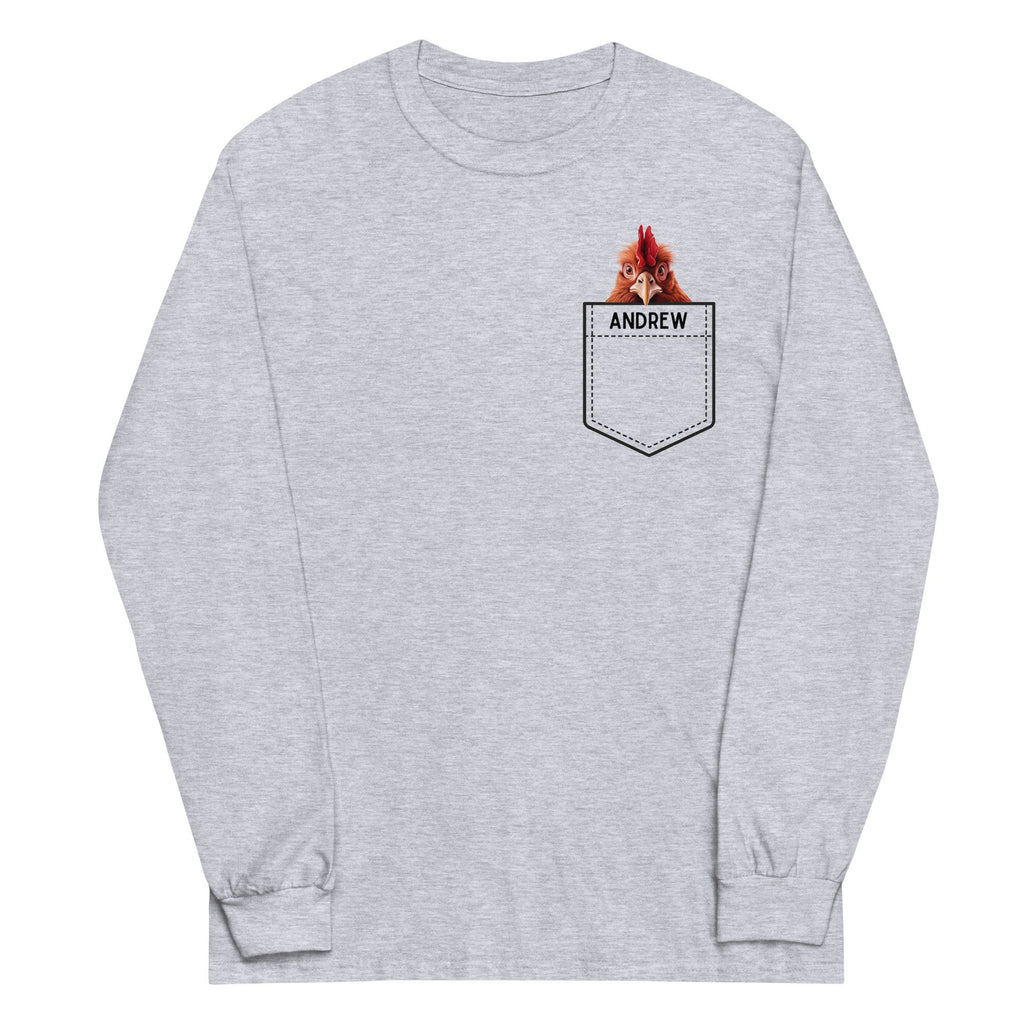 Funny Chicken Pocket Long Sleeve Shirt: Personalized Rooster Gift