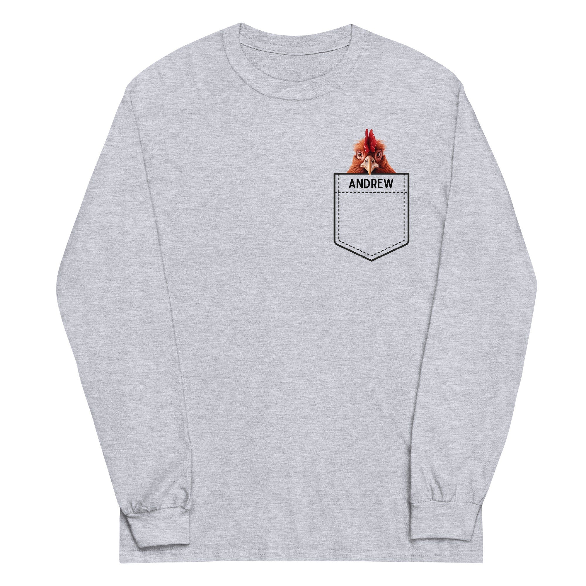 Funny Chicken Pocket Long Sleeve Shirt: Personalized Rooster Gift