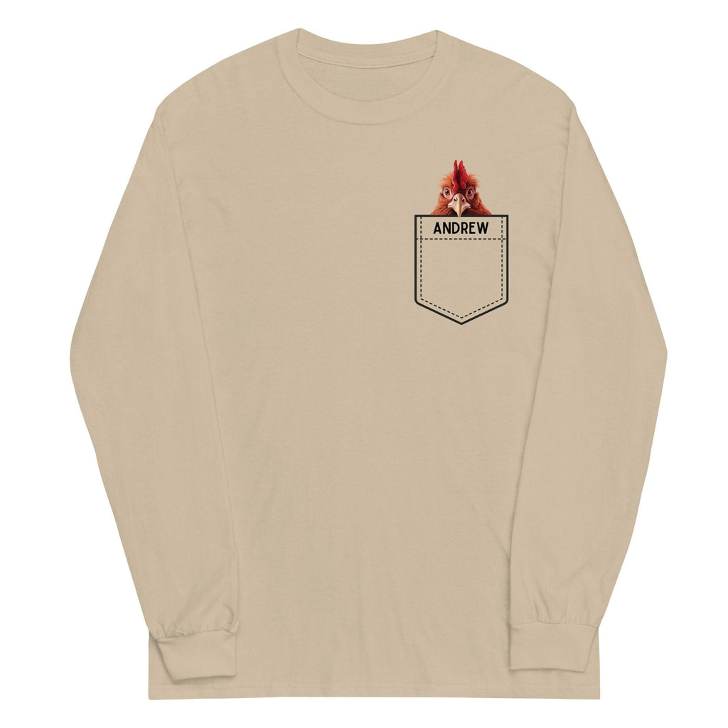 Funny Chicken Pocket Long Sleeve Shirt: Personalized Rooster Gift