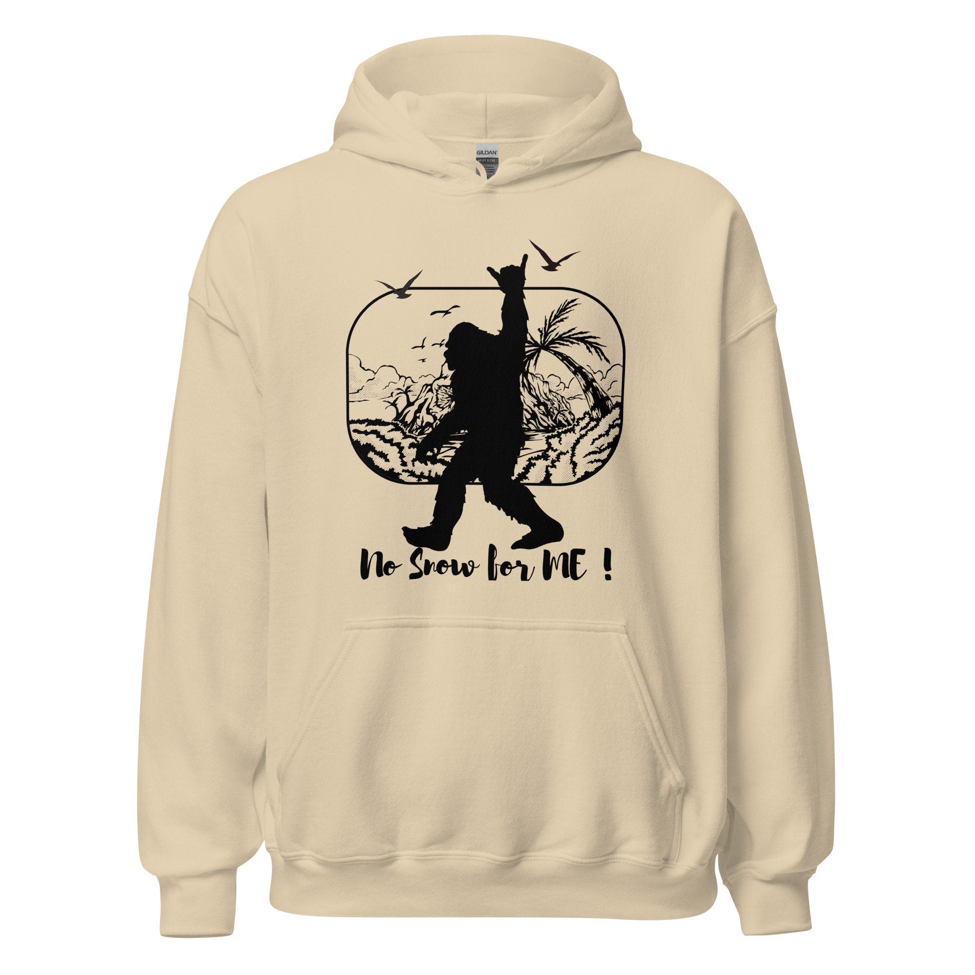 Funny Hawaiian Bigfoot Shaka Hoodie: No Snow For Me!