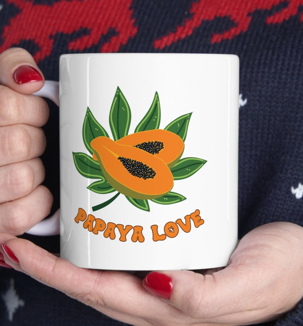 Papaya Coffee mug, papaya coffee cup, tropical fruit mug, papaya lover gift, gift for papaya lover, Papaya design, Hawaii fruit mug, papaya