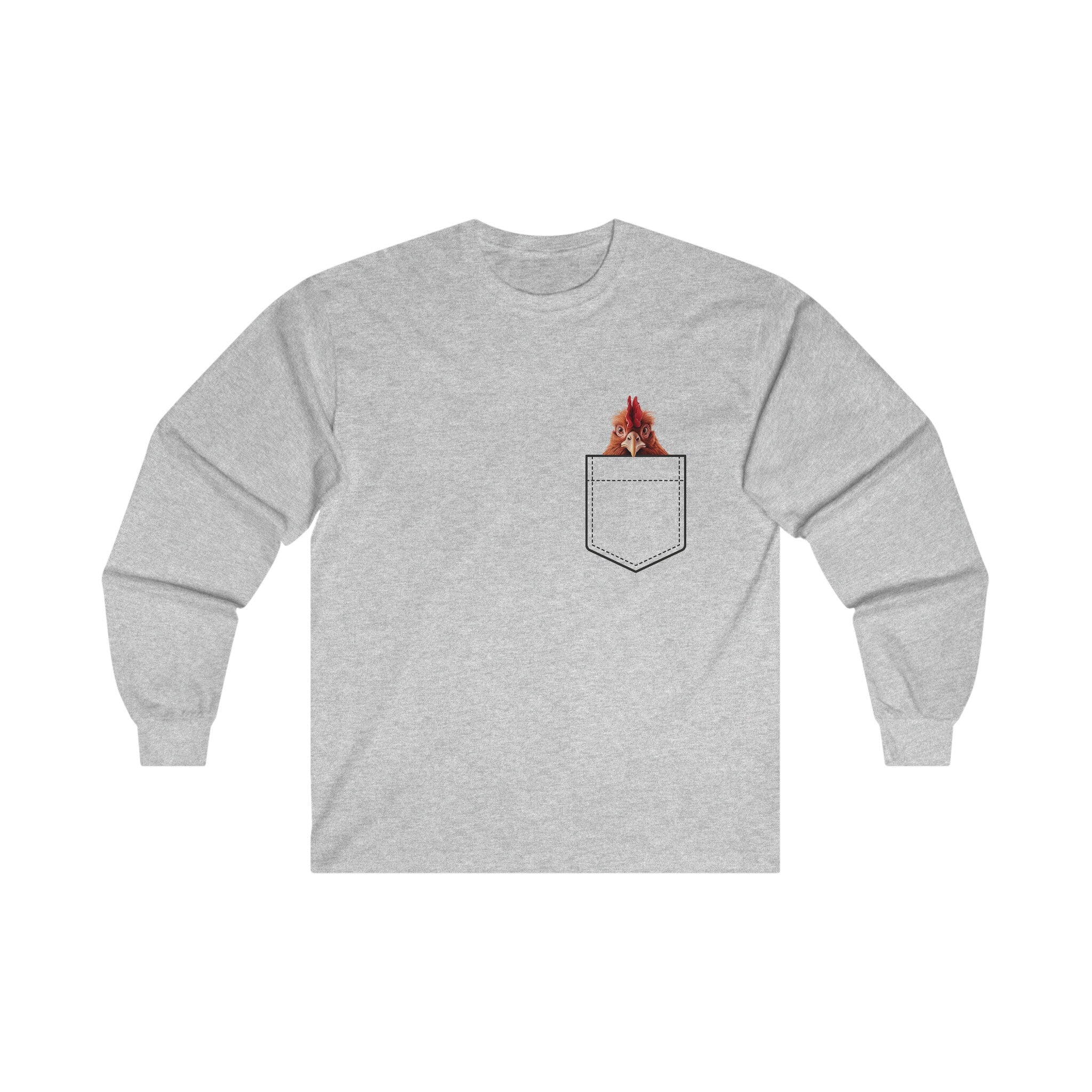 Personalized Chicken shirt, mens funny chicken long sleeve t-shirt, gift for chicken farmer, gift for chicken lover, Cotton Long Sleeve Tee
