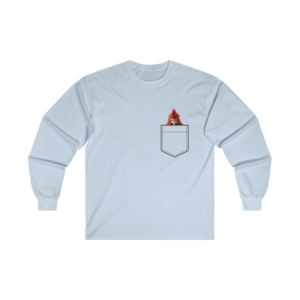 Personalized Chicken shirt, mens funny chicken long sleeve t-shirt, gift for chicken farmer, gift for chicken lover, Cotton Long Sleeve Tee