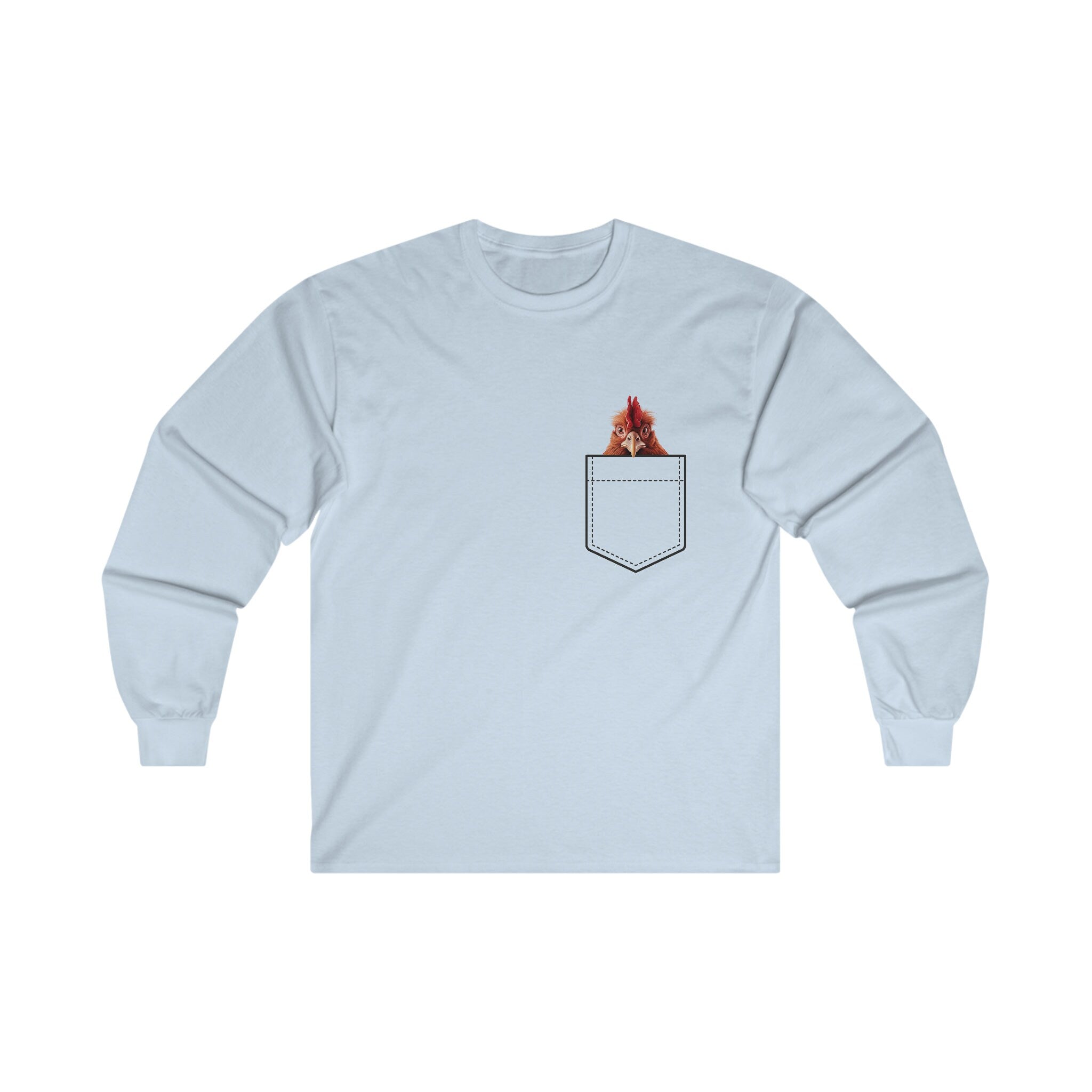 Personalized Chicken shirt, mens funny chicken long sleeve t-shirt, gift for chicken farmer, gift for chicken lover, Cotton Long Sleeve Tee