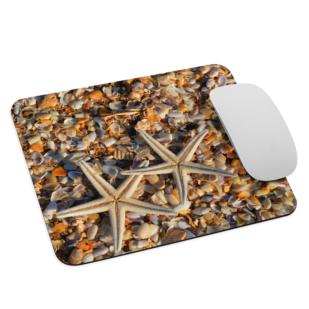 Seashells Mouse pad, Starfish mouse pad, Mouse pad with shells, beach mouse pad, gift for beach lover, gift for ocean lover