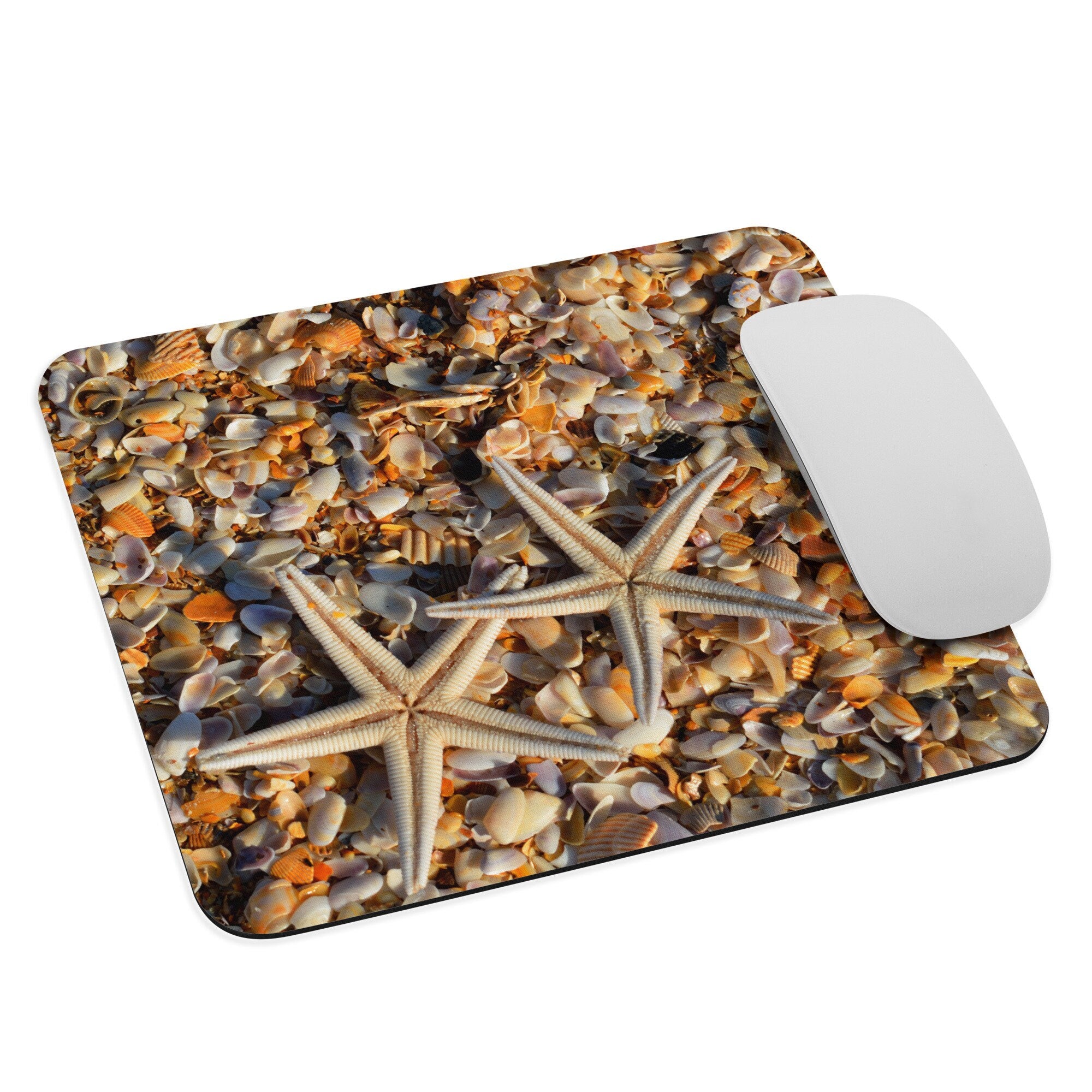 Seashells Mouse pad, Starfish mouse pad, Mouse pad with shells, beach mouse pad, gift for beach lover, gift for ocean lover