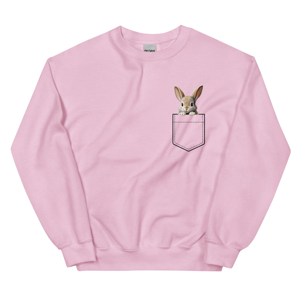 Bunny Pocket Sweatshirt, bunny faux pocket Gildan Sweatshirt, Personalized name option Rabbit Sweatshirt