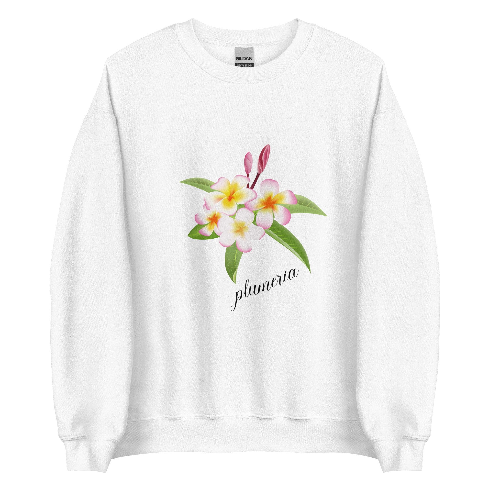 Plumeria Sweatshirt: Tropical Hawaiian Flowers, Soft Gildan Sweater