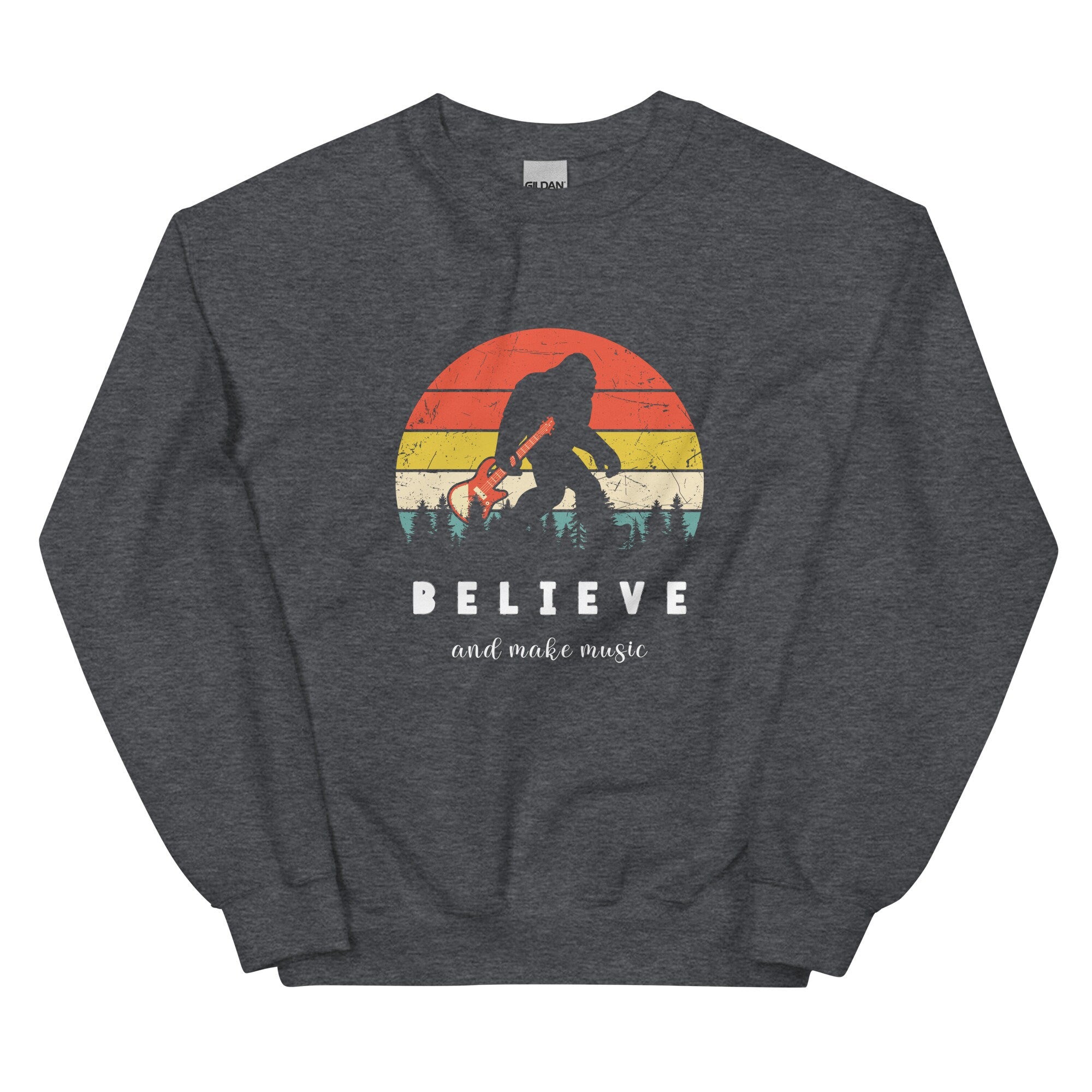 Guitar Bigfoot Sweatshirt: Music Lover Gift