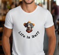 Funny Dog Cowboy T-Shirt: "Life is Ruff" Slogan