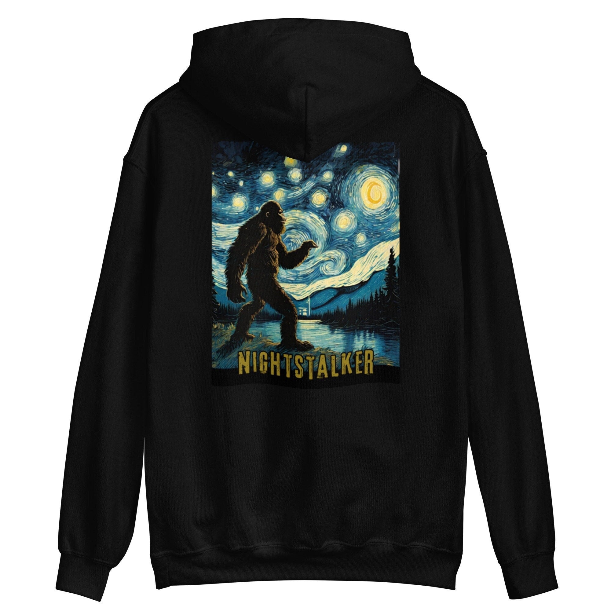 Starry Night Bigfoot Hoodie: Unisex Sasquatch Sweatshirt