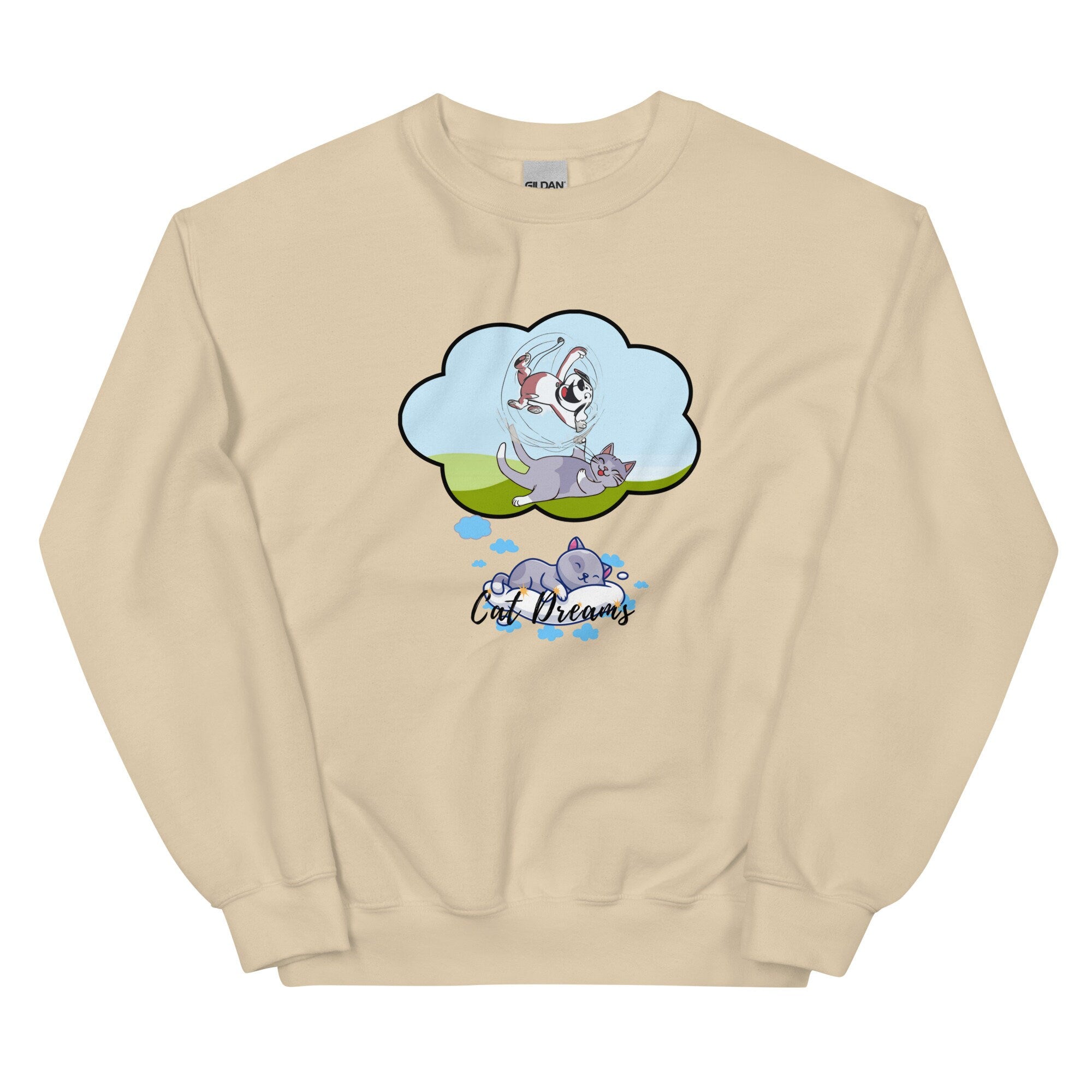 Funny Cat Sweatshirt, Cat Dreams, Gift for Cat Lover, gift for cat owner, funny cat cartoon, cat cartoon shirt