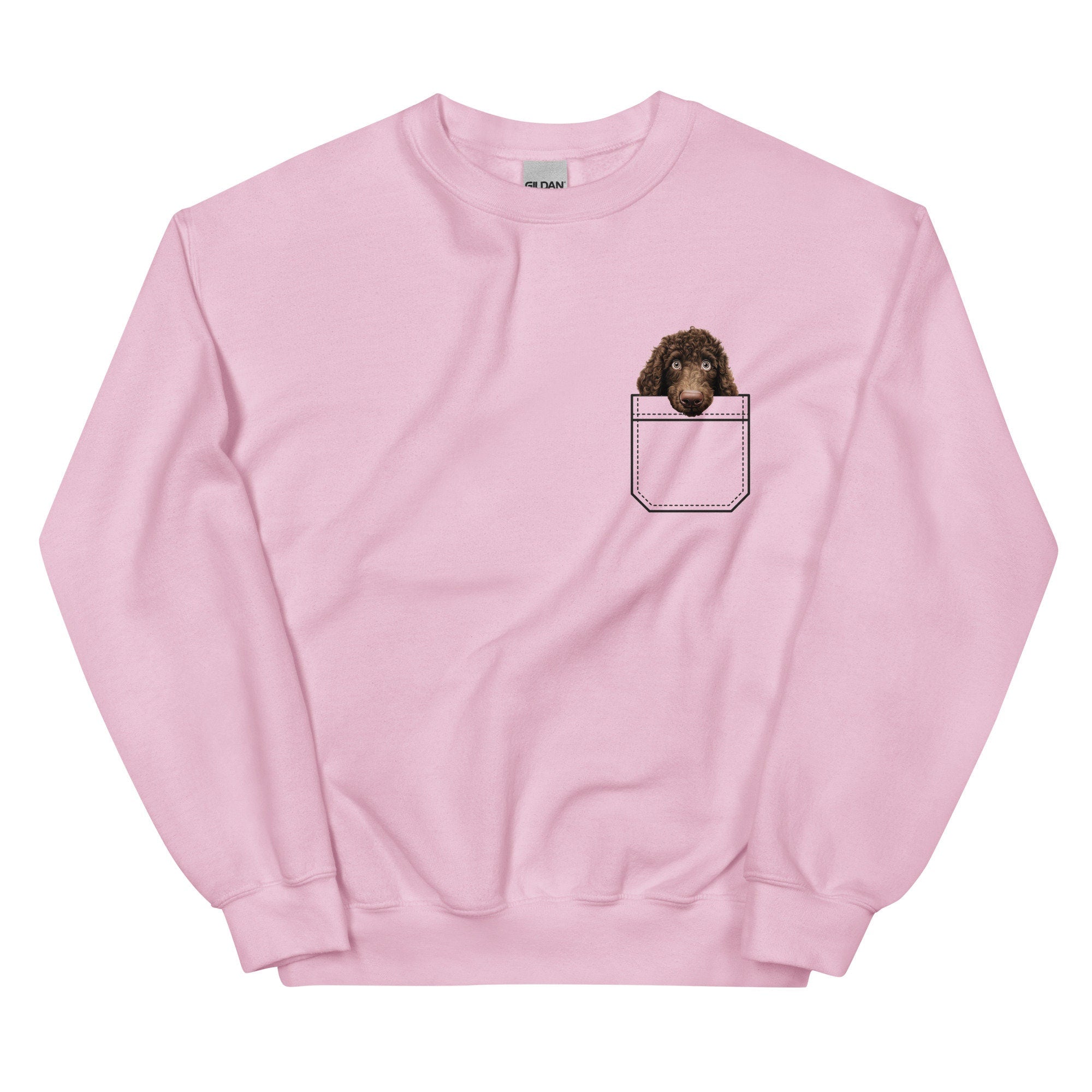Water Spaniel Puppy Gildan Sweatshirt, pocket peeker  Dog Lover Gift