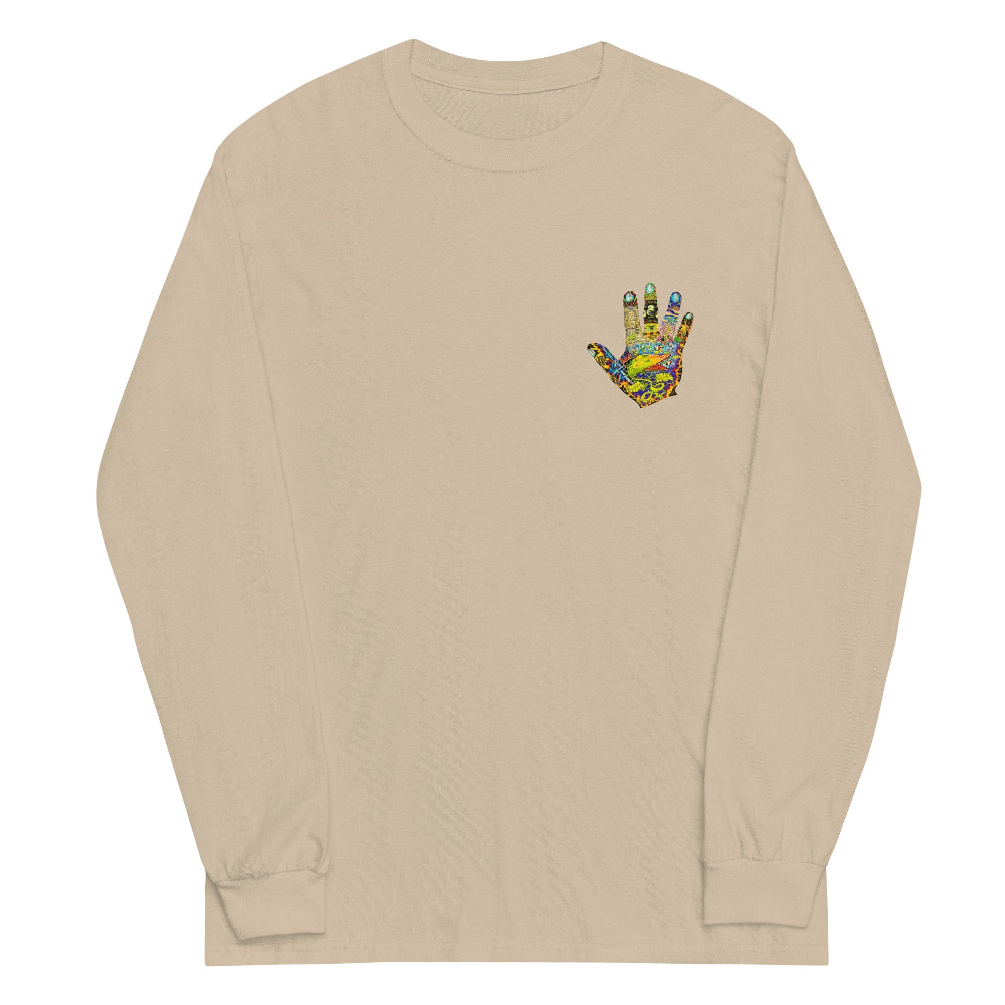 Tattoo Art Long Sleeve Shirt: Hand Design, Wearable Art front and back print
