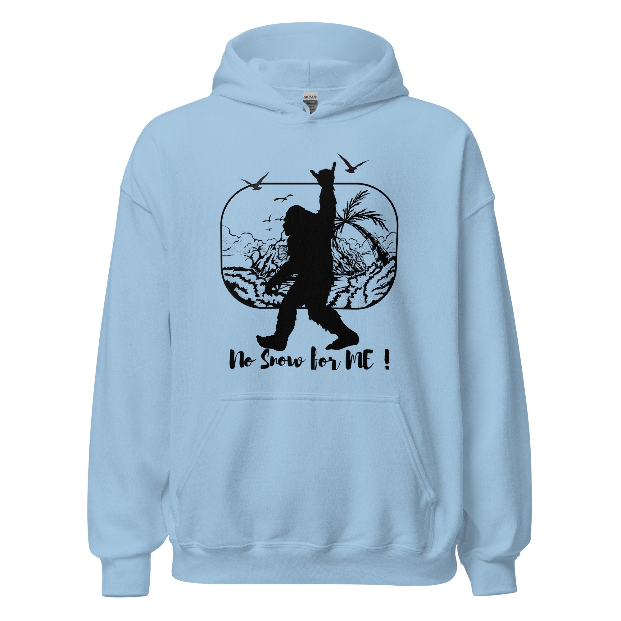 Funny Hawaiian Bigfoot Shaka Hoodie: No Snow For Me!