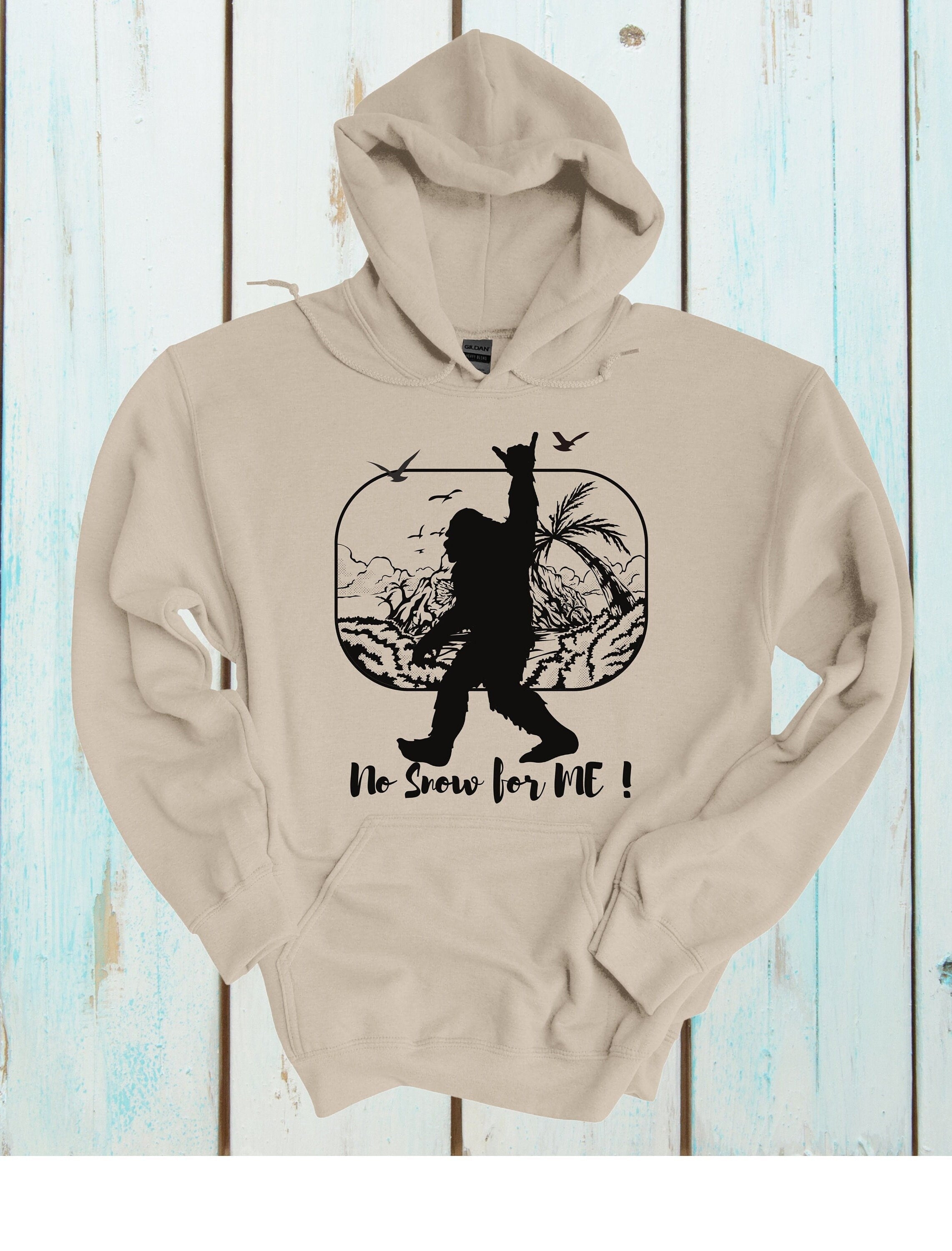 Funny Hawaiian Bigfoot Shaka Hoodie: No Snow For Me!