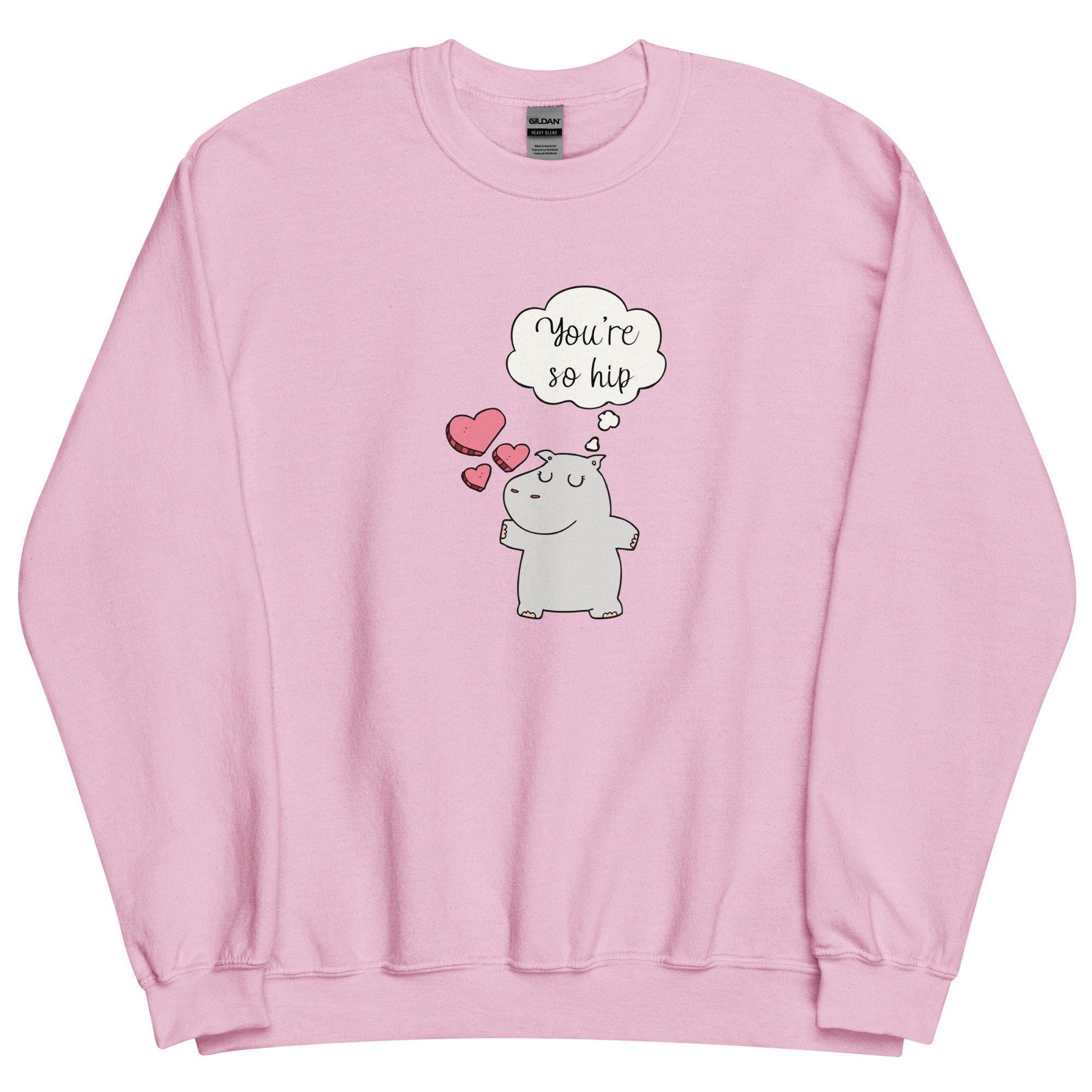 Cute Hippo Sweatshirt, Valentines Day Sweatshirt, Hippo and Hearts tee gift for hippo lover