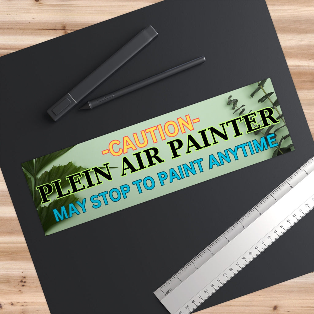 Plein Air Painter Bumper Sticker: Caution Artist at Work 11 inch