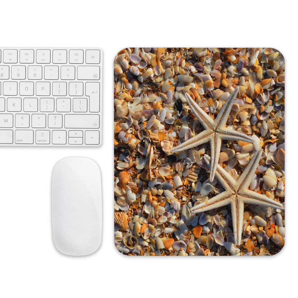 Seashells Mouse pad, Starfish mouse pad, Mouse pad with shells, beach mouse pad, gift for beach lover, gift for ocean lover