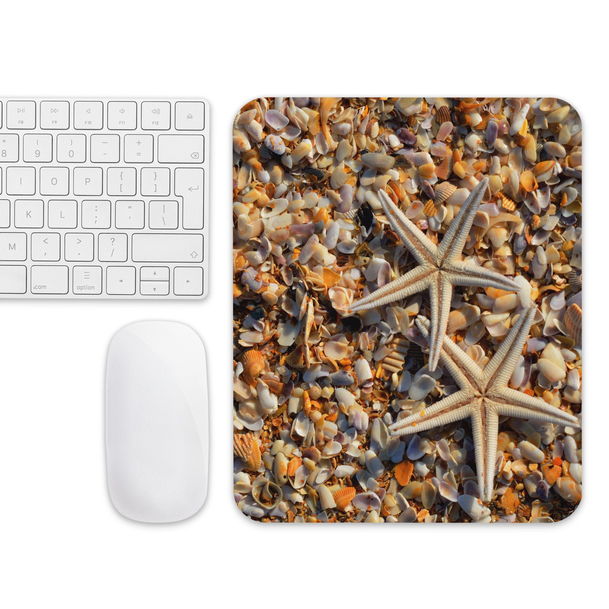 Seashells Mouse pad, Starfish mouse pad, Mouse pad with shells, beach mouse pad, gift for beach lover, gift for ocean lover