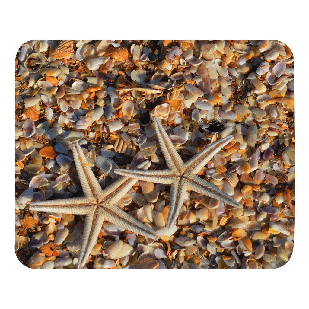 Seashells Mouse pad, Starfish mouse pad, Mouse pad with shells, beach mouse pad, gift for beach lover, gift for ocean lover