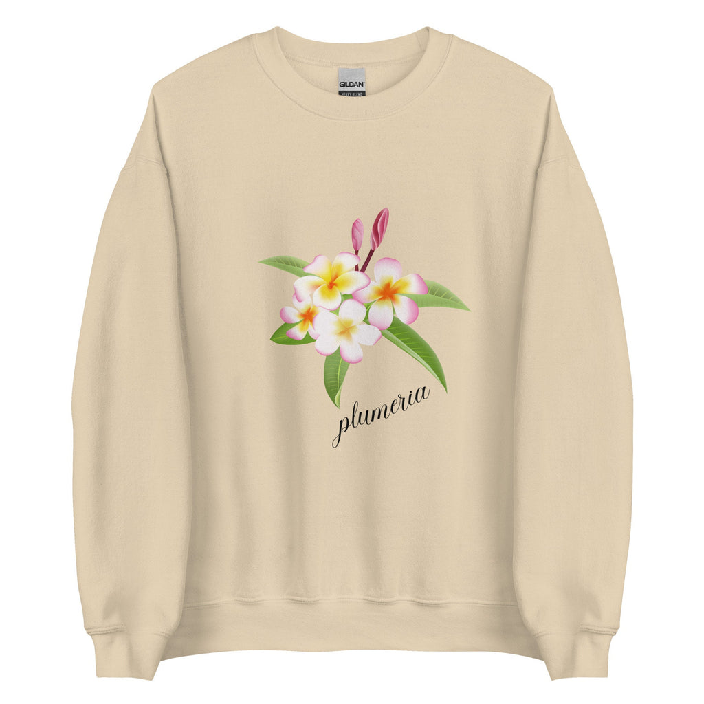 Plumeria Sweatshirt: Tropical Hawaiian Flowers, Soft Gildan Sweater