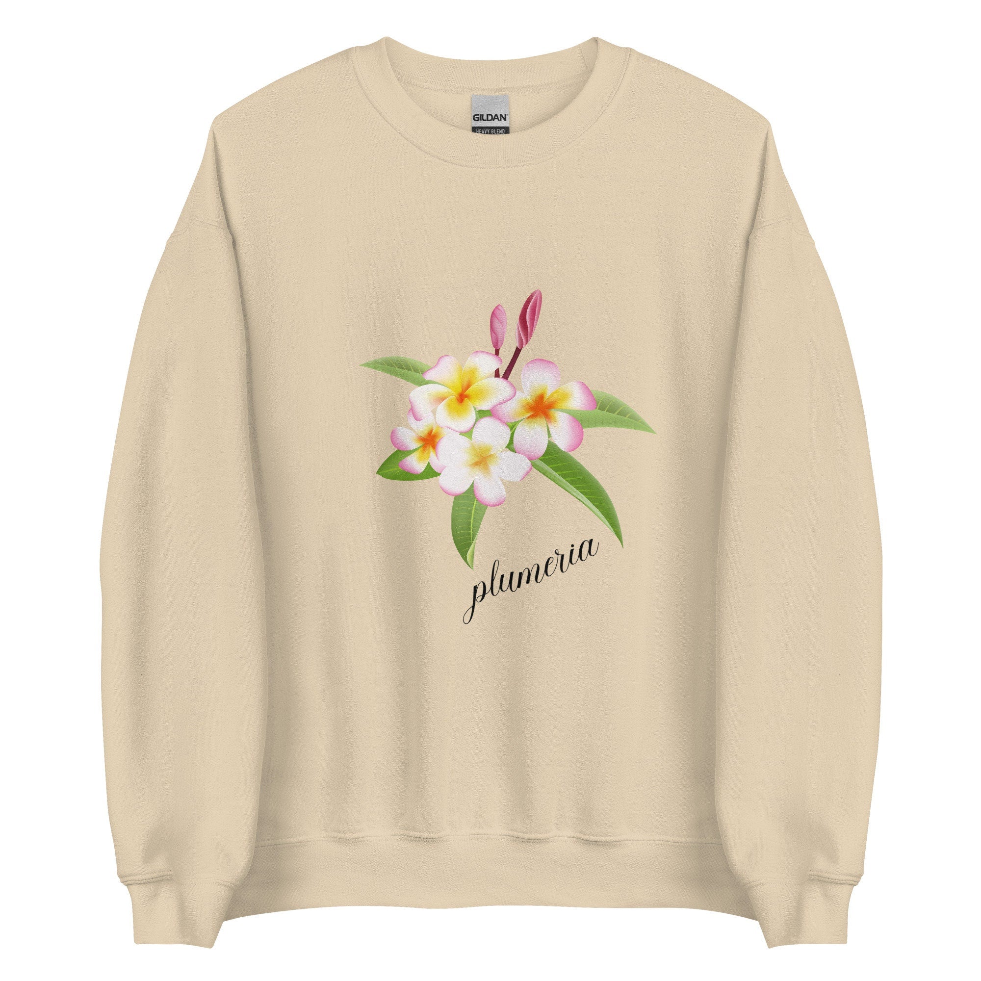 Plumeria Sweatshirt: Tropical Hawaiian Flowers, Soft Gildan Sweater