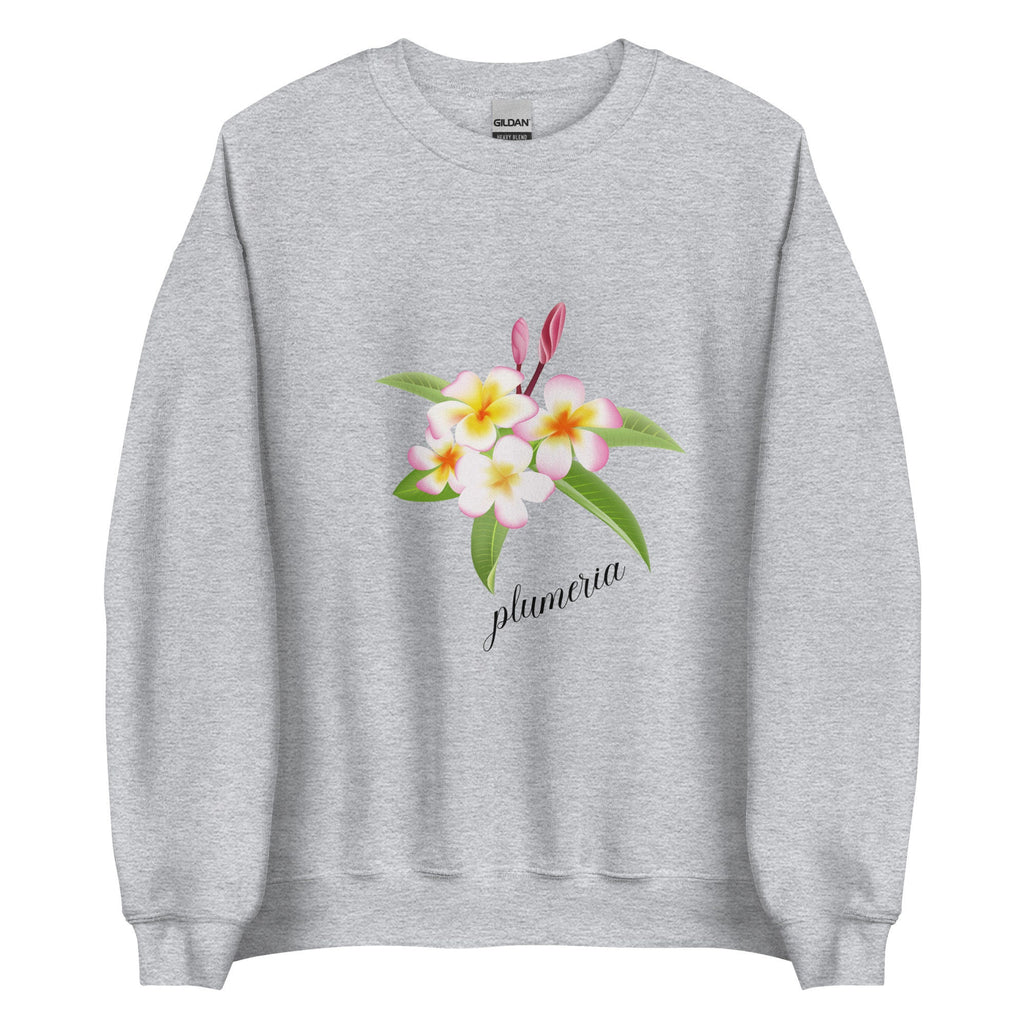 Plumeria Sweatshirt: Tropical Hawaiian Flowers, Soft Gildan Sweater