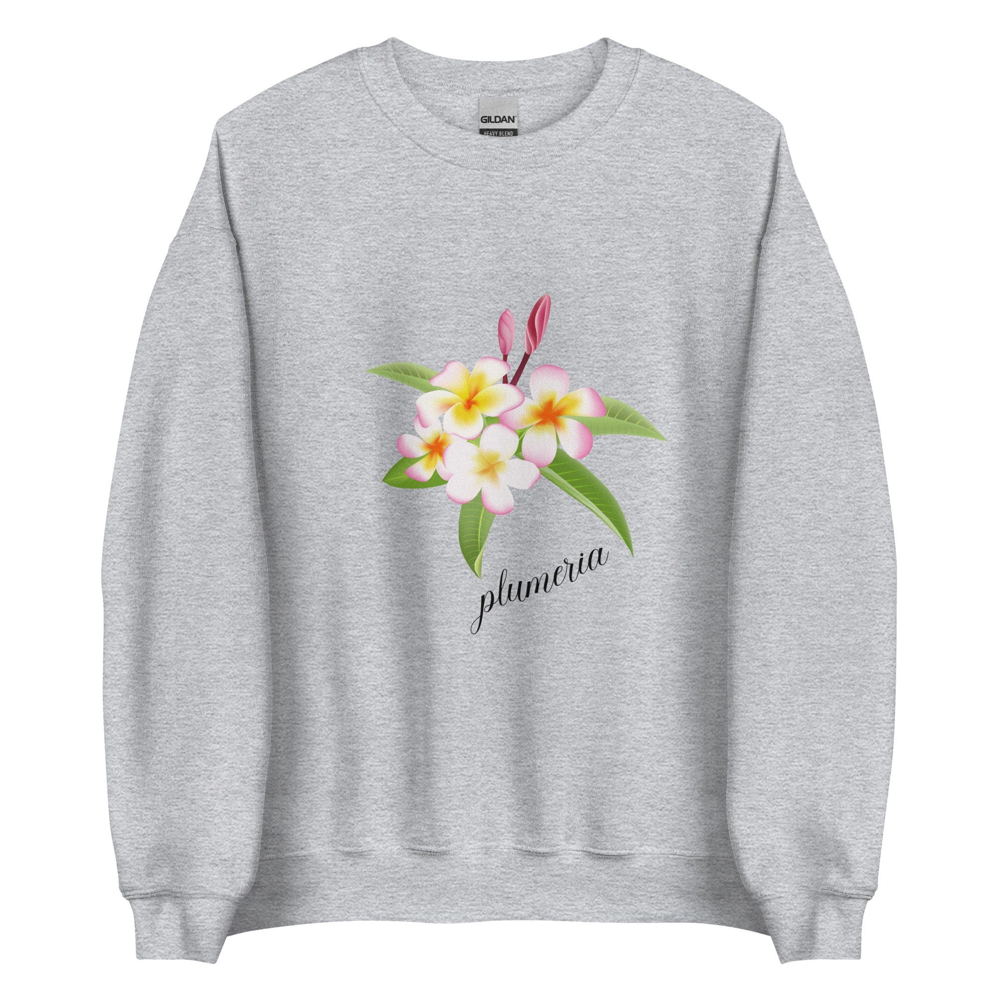 Plumeria Sweatshirt: Tropical Hawaiian Flowers, Soft Gildan Sweater