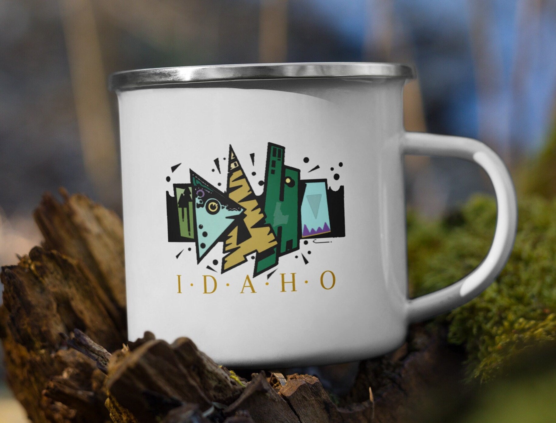 Idaho Enamel Mug, Idaho Camping Mug, Idaho Hiking Mug, Idaho gift, gift from Idaho