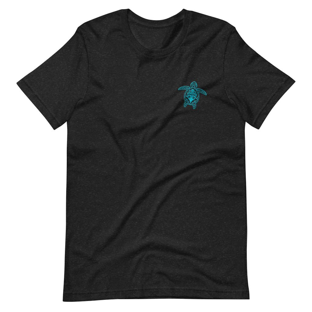 Tribal Sea Turtle T-Shirt: Two-Sided Turquoise Design