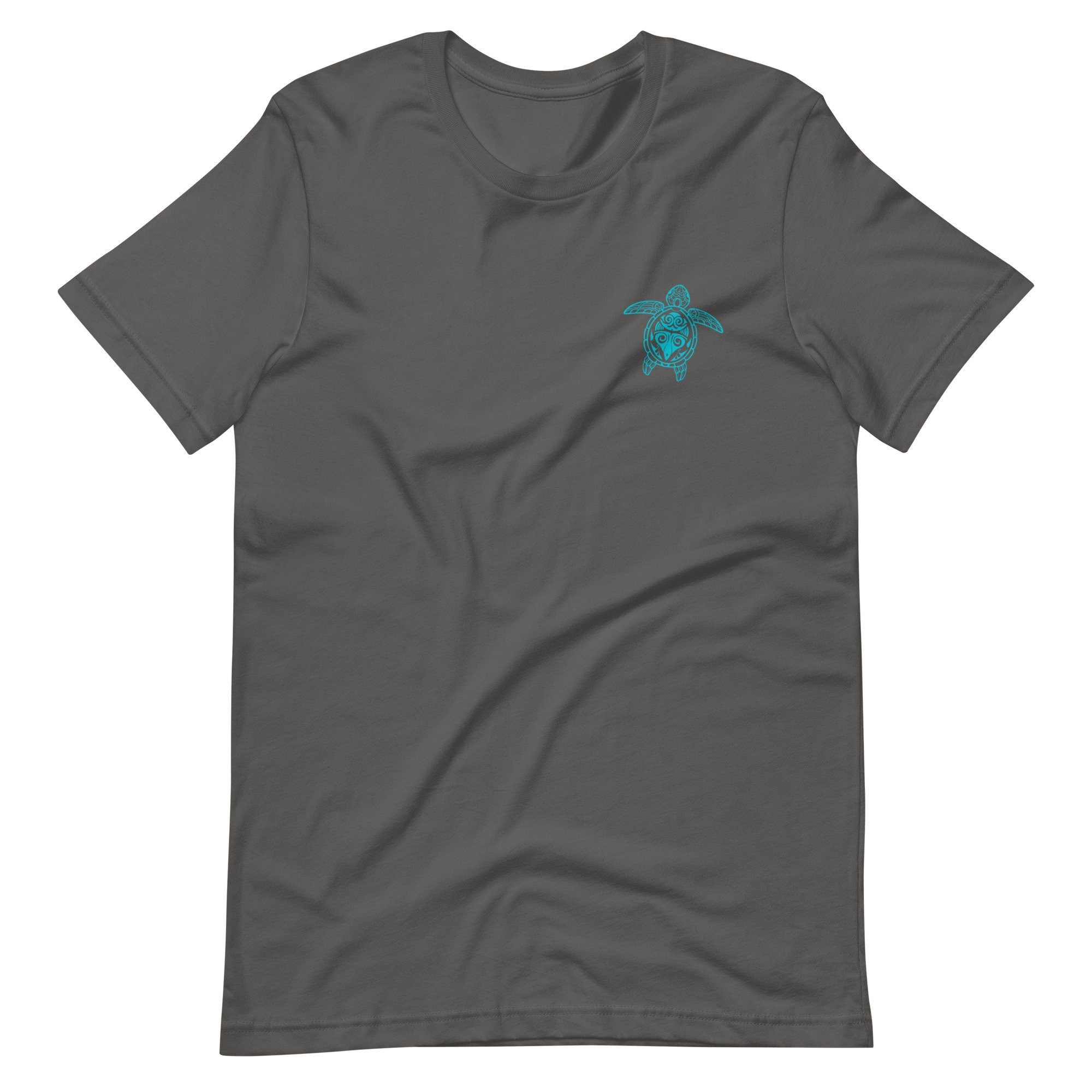 Tribal Sea Turtle T-Shirt: Two-Sided Turquoise Design