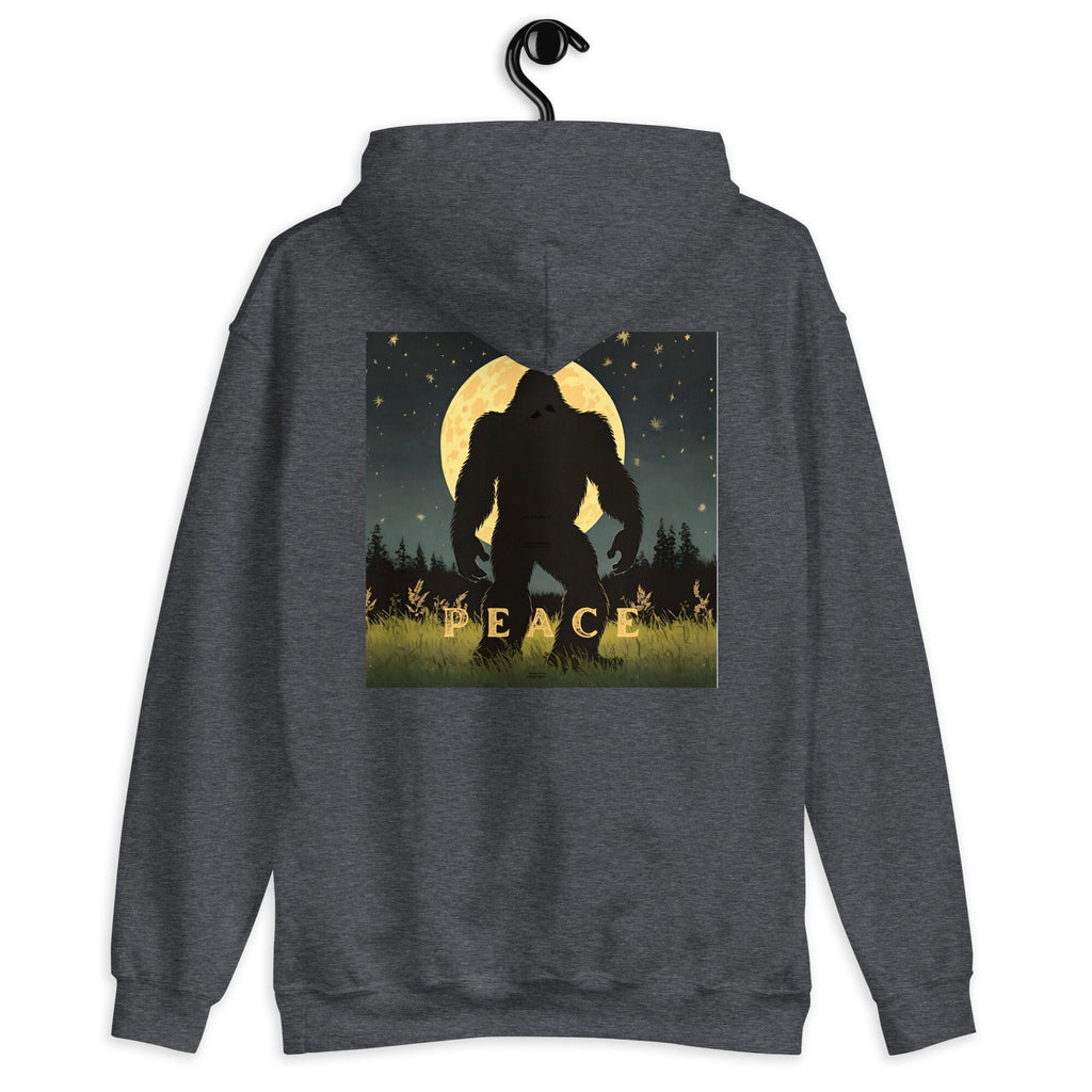 Bigfoot Peace Hoodie: Full Moon Sasquatch Back Print