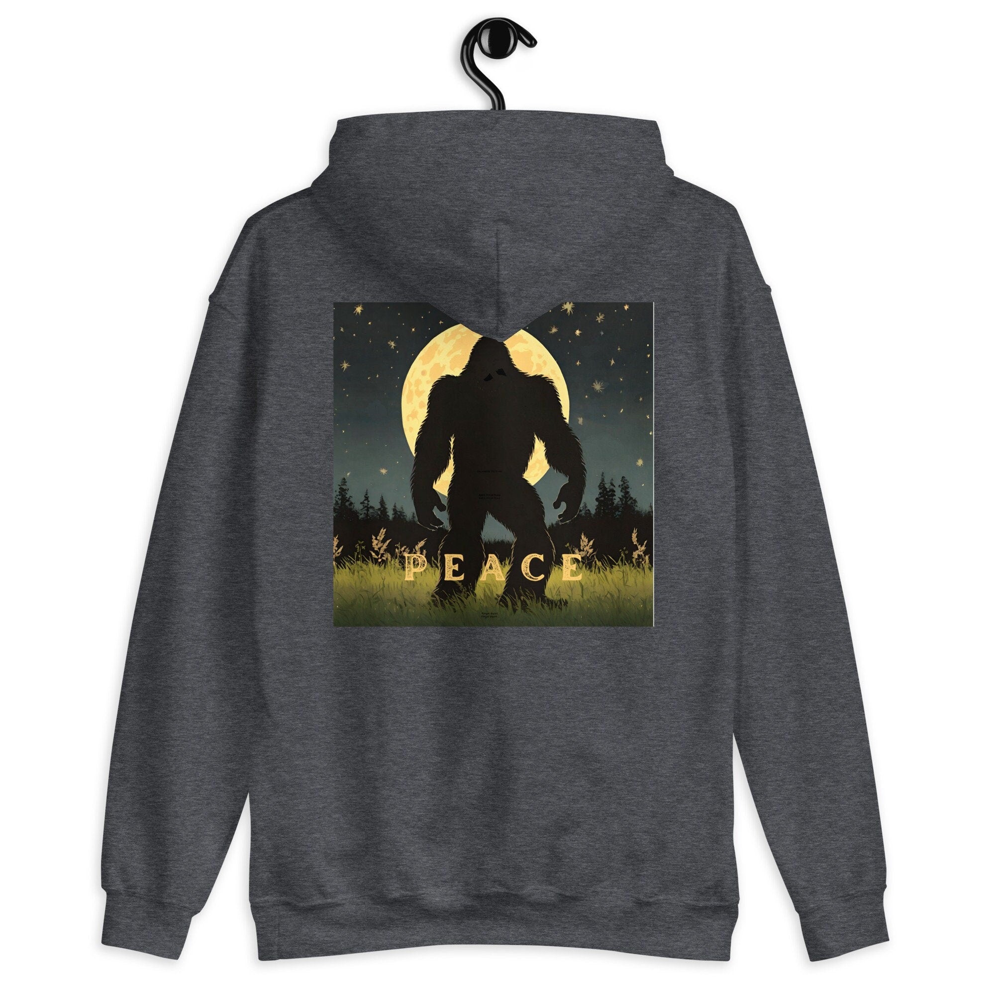 Bigfoot Peace Hoodie: Full Moon Sasquatch Back Print