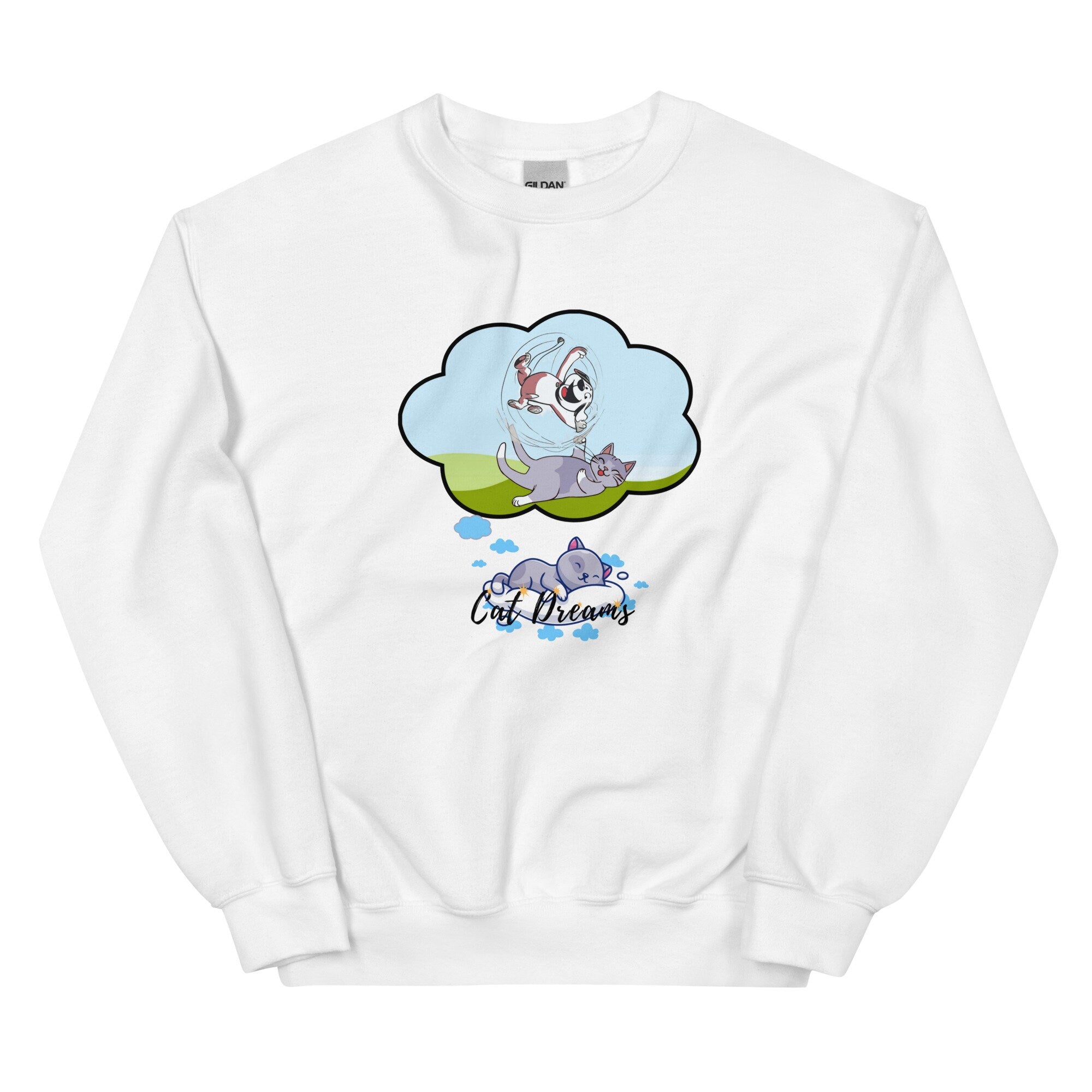 Funny Cat Sweatshirt, Cat Dreams, Gift for Cat Lover, gift for cat owner, funny cat cartoon, cat cartoon shirt