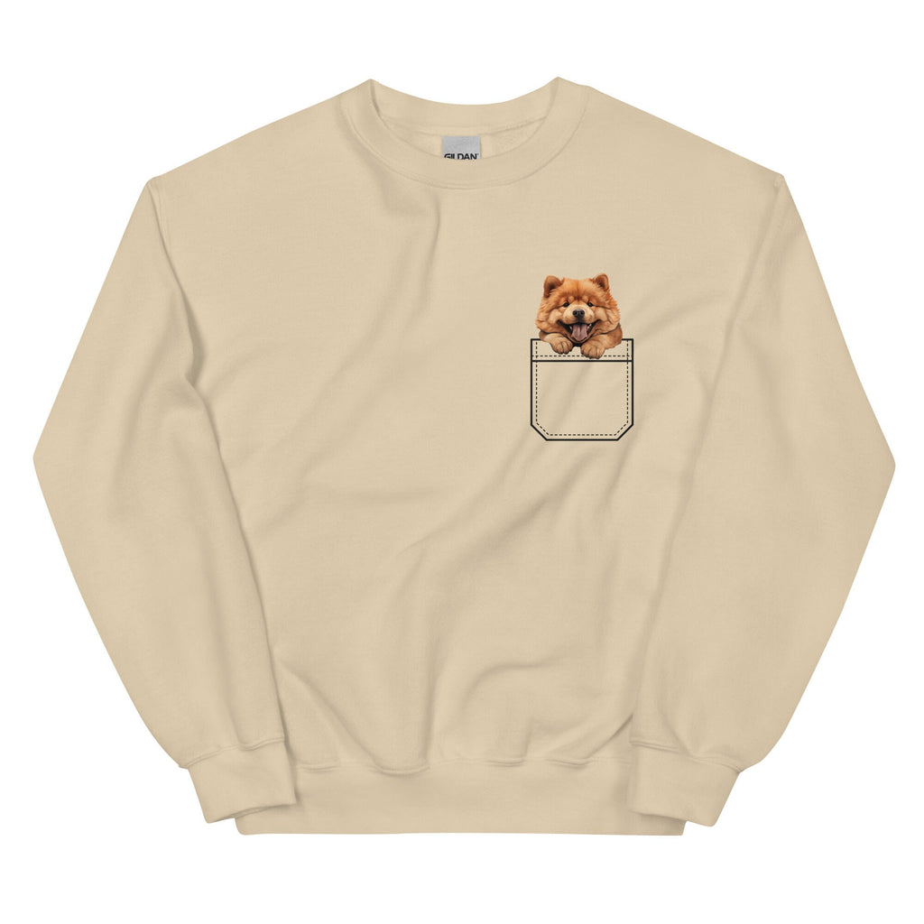 Chow Chow Sweatshirt, Cute Dog in Pocket, Chow Mom Gift