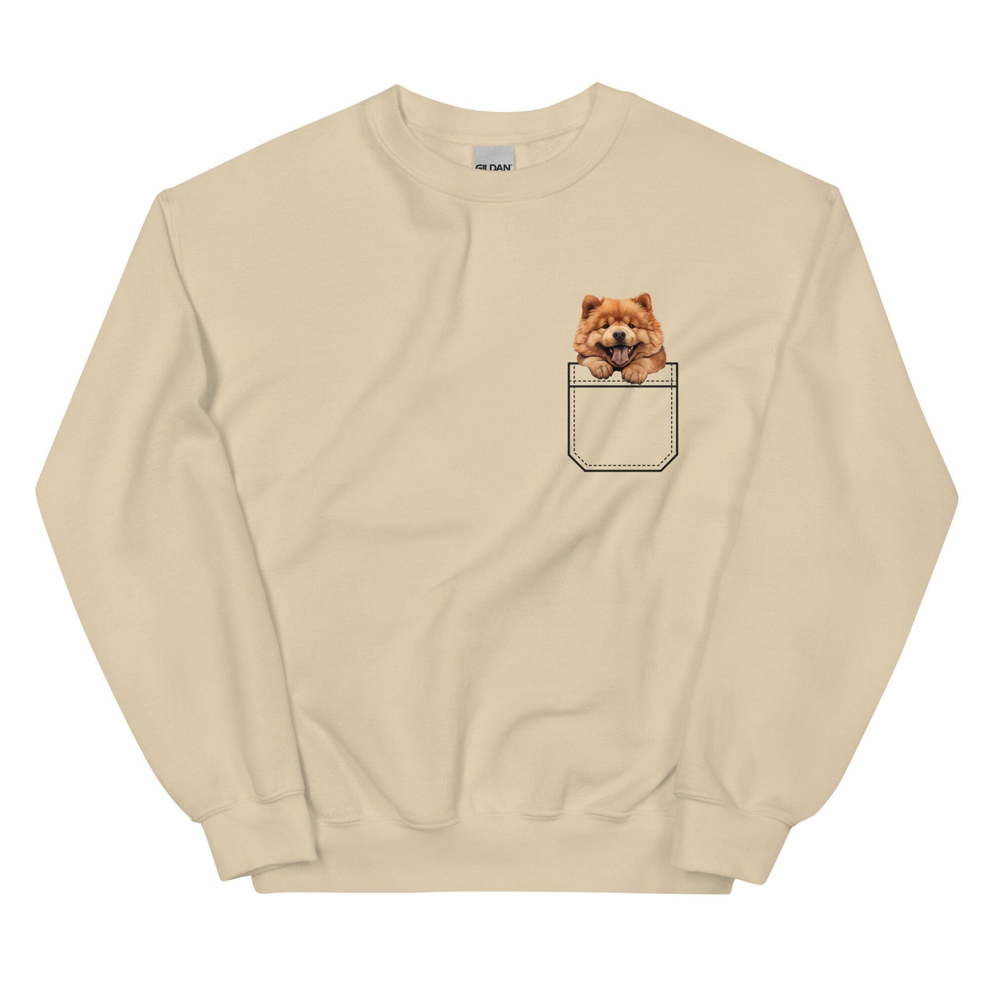 Chow Chow Sweatshirt, Cute Dog in Pocket, Chow Mom Gift