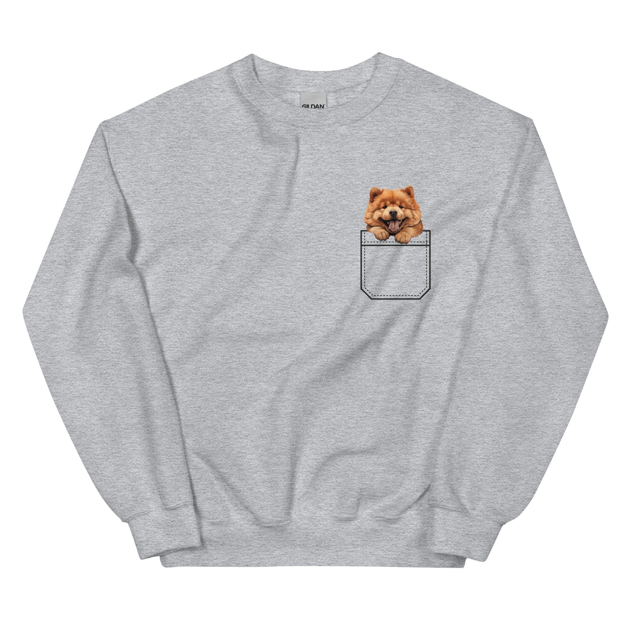 Chow Chow Sweatshirt, Cute Dog in Pocket, Chow Mom Gift