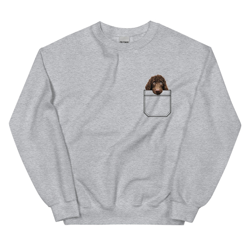 Water Spaniel Puppy Gildan Sweatshirt, pocket peeker  Dog Lover Gift