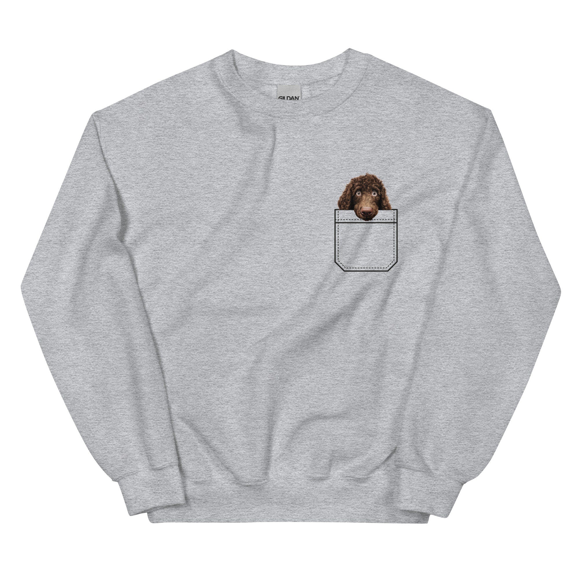 Water Spaniel Puppy Gildan Sweatshirt, pocket peeker  Dog Lover Gift