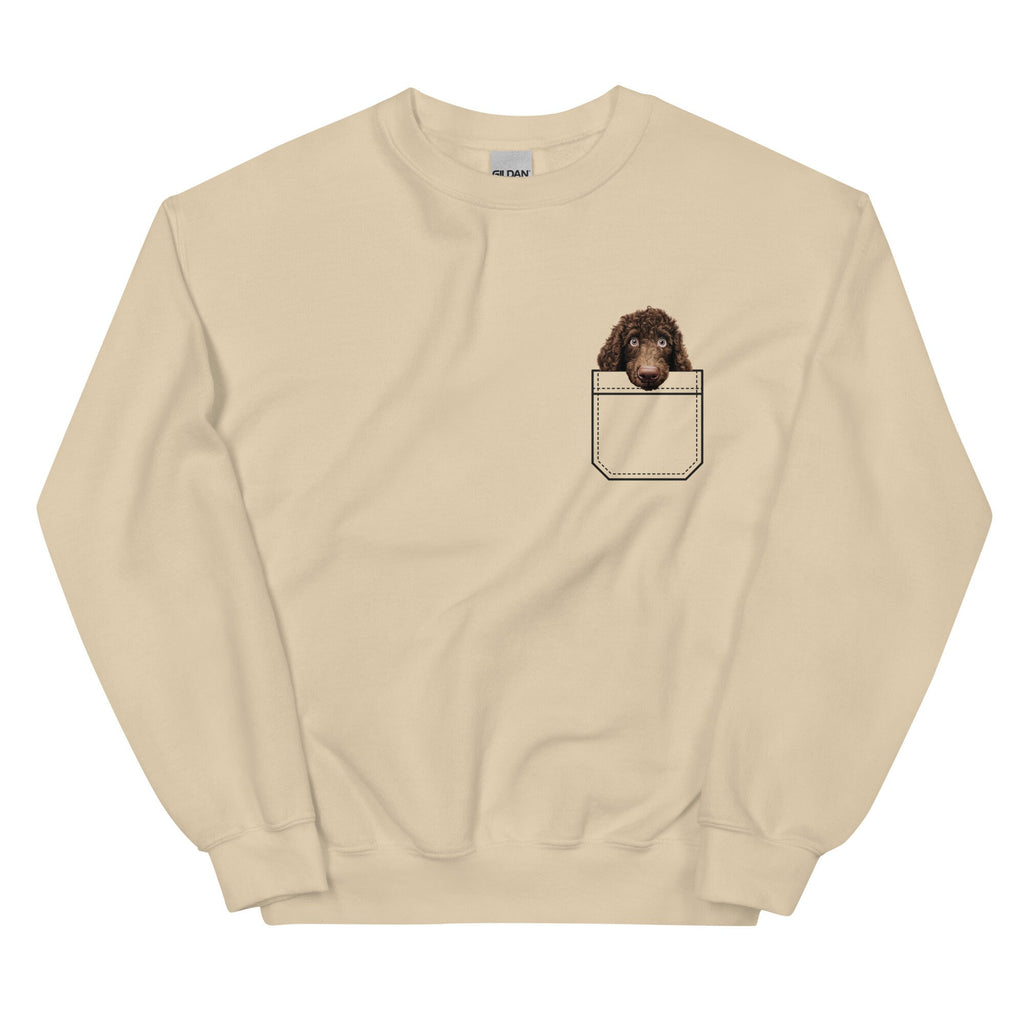Water Spaniel Puppy Gildan Sweatshirt, pocket peeker  Dog Lover Gift