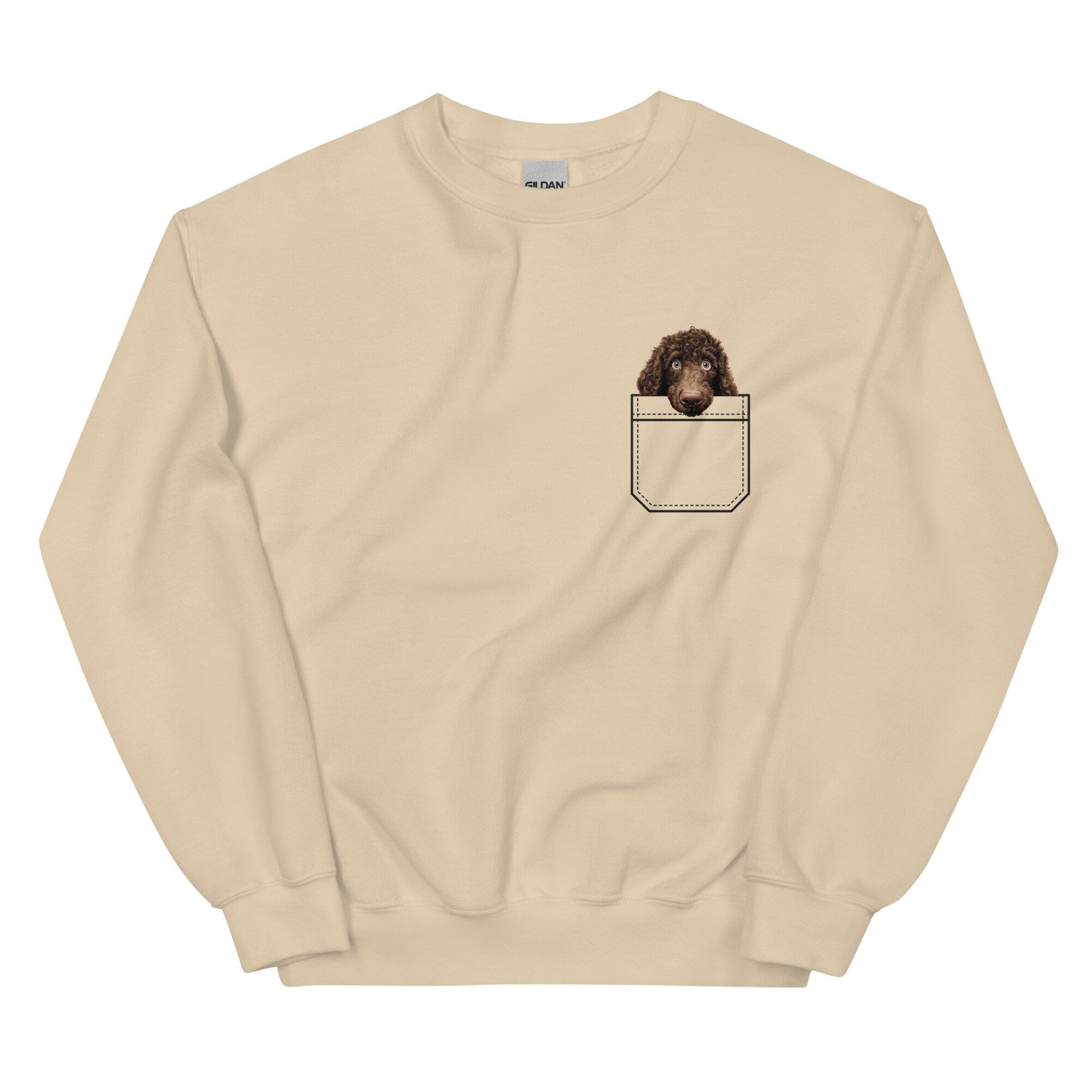 Water Spaniel Puppy Gildan Sweatshirt, pocket peeker  Dog Lover Gift
