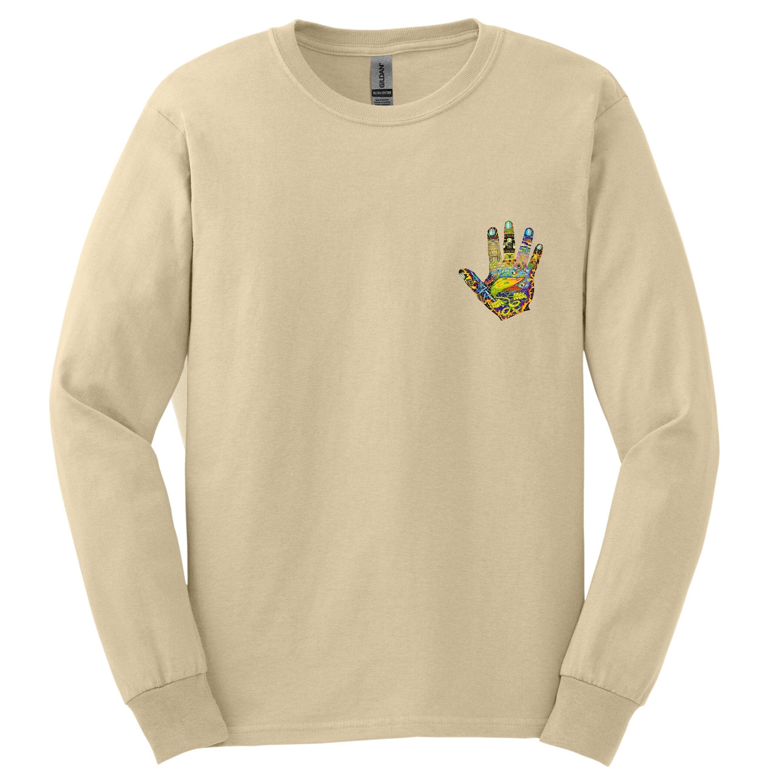 Tattoo Art Long Sleeve Shirt: Hand Design, Wearable Art front and back print