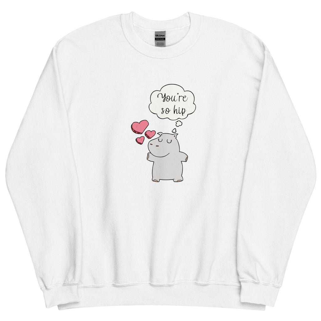 Cute Hippo Sweatshirt, Valentines Day Sweatshirt, Hippo and Hearts tee gift for hippo lover
