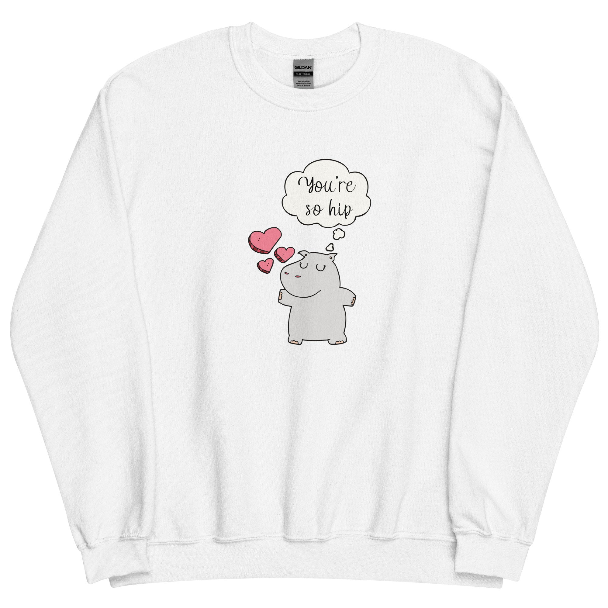Cute Hippo Sweatshirt, Valentines Day Sweatshirt, Hippo and Hearts tee gift for hippo lover