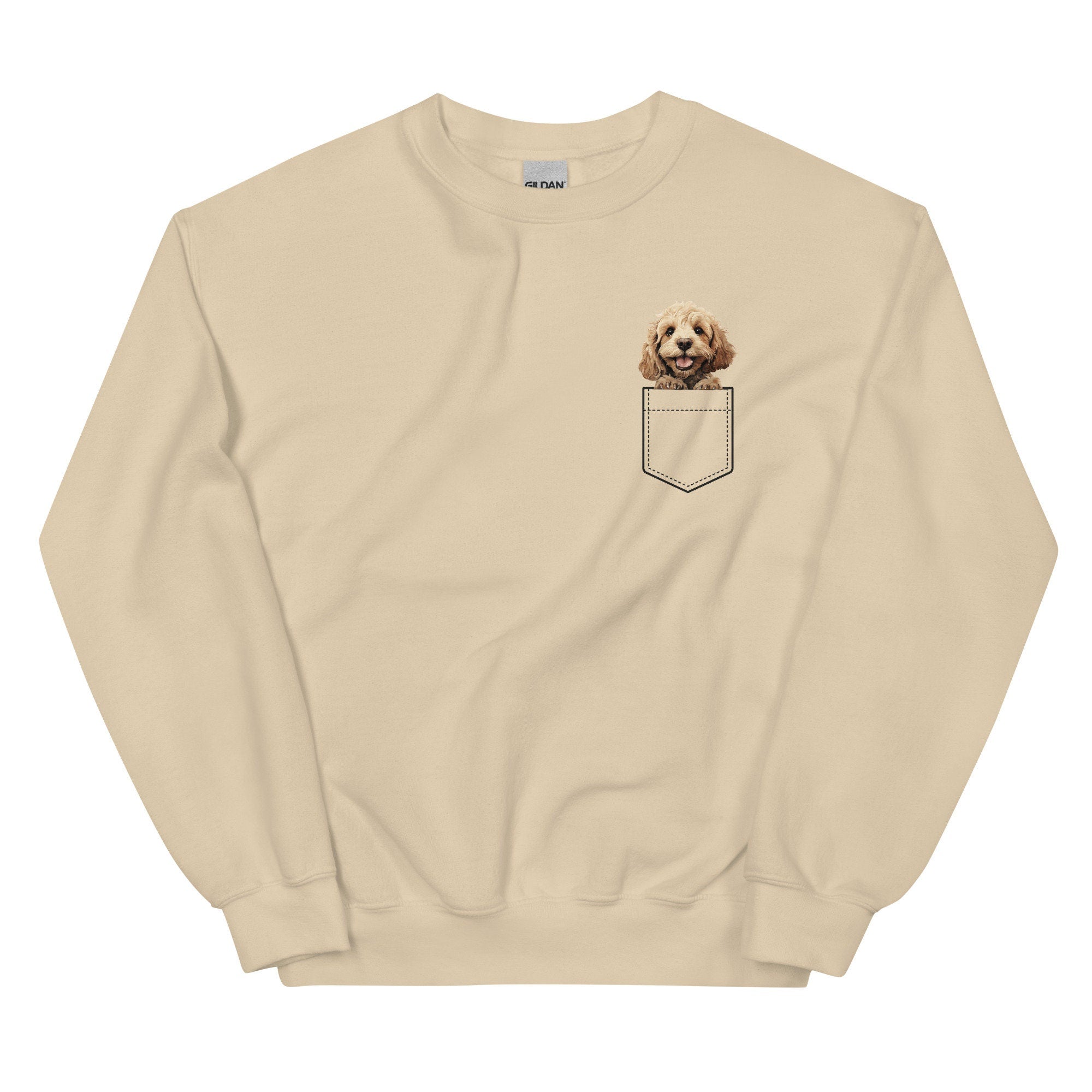 Personalize Cockapoo Sweatshirt, Dog Mom Gift puppy in faux pocket Custom cockapoo hoodie