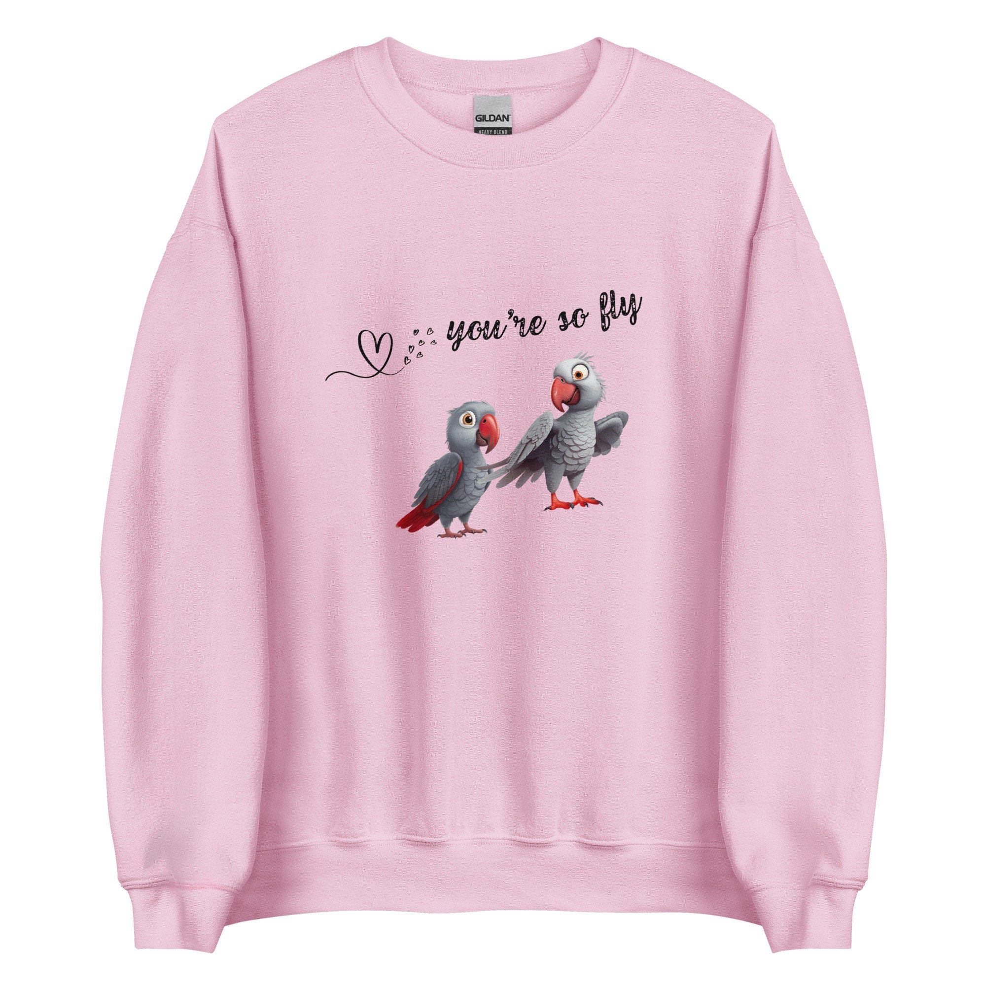 African Gray Parrots Sweatshirt: Valentine's Birds, Soft Cotton Blend