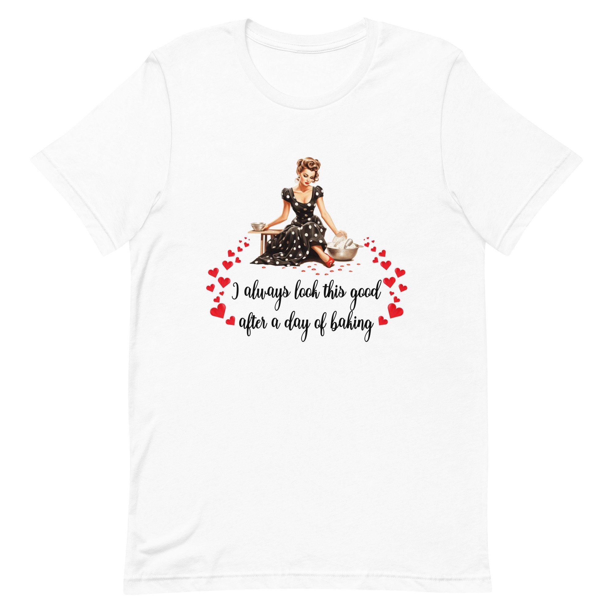 Retro 50s Housewife Valentine's Day T-Shirt, Baking Tee
