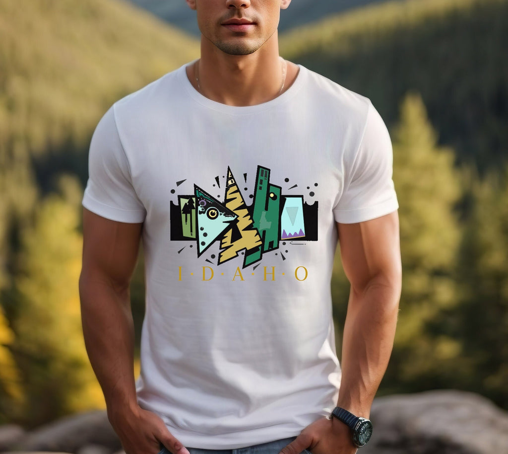 Idaho T-Shirt: Modern Minimalist Design, State Outline & Trees