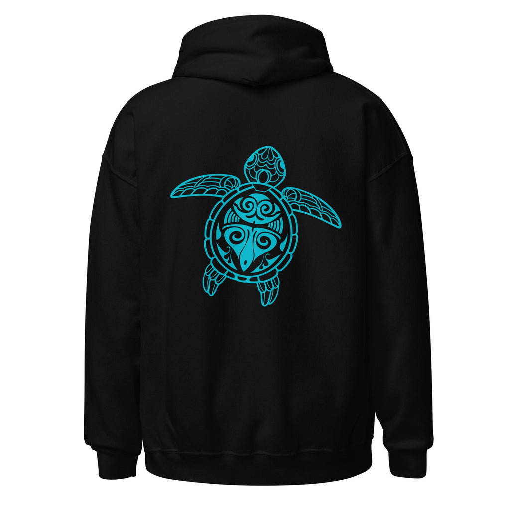 Tribal Sea Turtle Hoodie: Unisex Turquoise Design